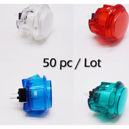 50pc/Lot CLEAR Push Buttons 30mm Arcade Button With Micro Switch Replace Acrylic Crystal game machines cabinets