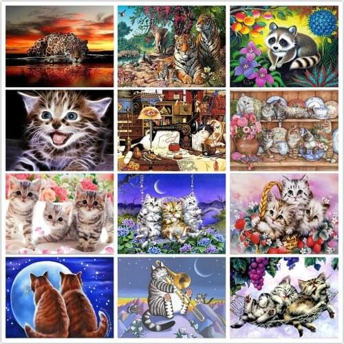 5D DIY Diamond Painting Butterfly Full Circle Diamond Cat Embroidery Rhinestone Mosaic Home Decoration Art Gift