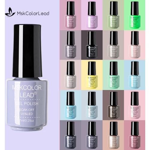 MSK Color Lead 7ml Nail Gel Polish UV Nail Gel Polish Colorful Glass Bottle Bright Color Glitter Gel Nail Polish for Nail Art