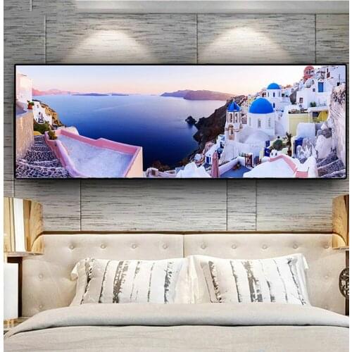 5d round drill Santorini Aegean Sea diamond embroidery Natural Landscape 3d diy large diamond painting cross stitch full N496