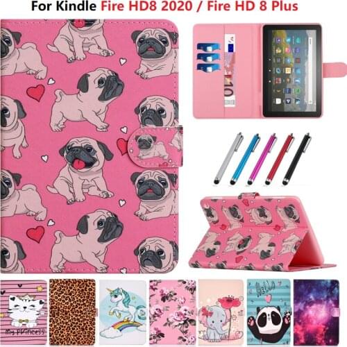 For Amazon Fire HD 8 Tablet Cover For Amazon Kindle Fire HD8 Plus 2020 Case 10th Generation Cover Painted Flip Etui 8" 8.0 inch