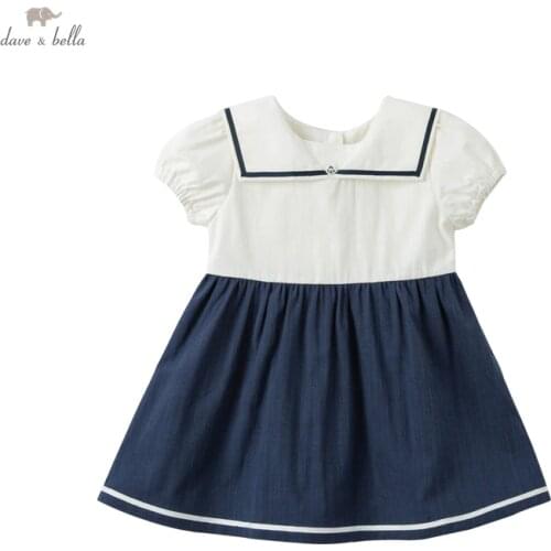 DB16836 dave bella summer baby girls cute patchwork dress children fashion party dress kids infant lolita clothes