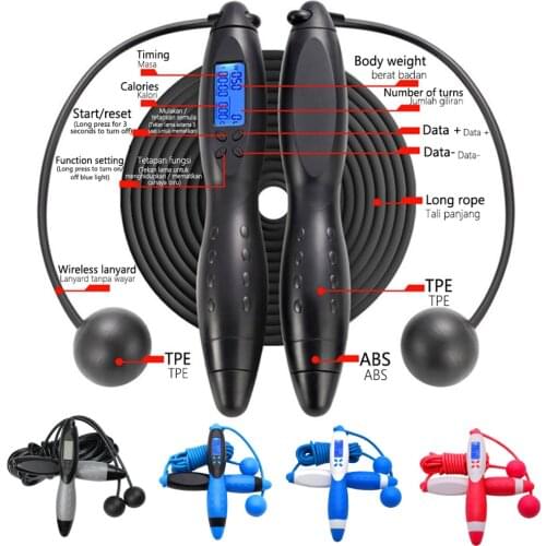 Skipping Rope Electronic Jumping Rope Adults Digital Counting Jumping Cord Indoor Outdoor Fitness Tool, Black