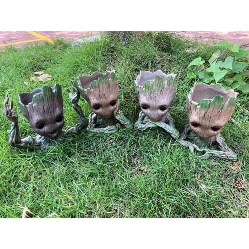 Flowerpot Treeman Baby Groot Succulent Planter Cute Green Plants Flower Pot Groot Pen Holder with Hole Best Gift for lovers&kids