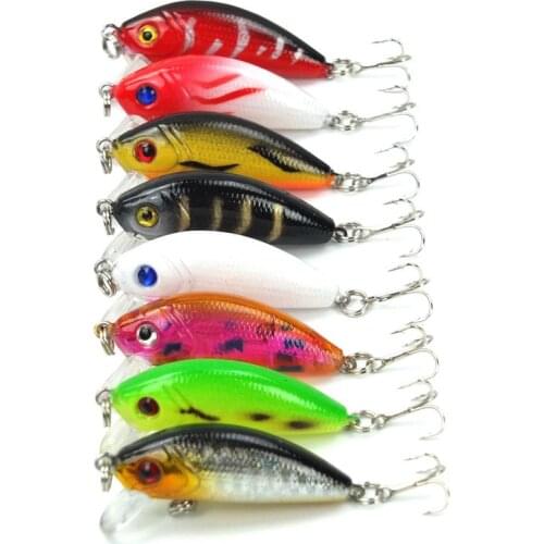 HiUmi 1pc 5cm 3.6g Minnow Fishing Lure Artificial Bait Plastic Hard Fishing Lure 8Color Fishing Bait pesca