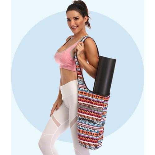Canvas Yoga Mat Bag Bohemian Printed Yoga Bag Large Pocket Fit Most Size Mats Yoga Tote Sling Carrier Fitness Gym Accessories