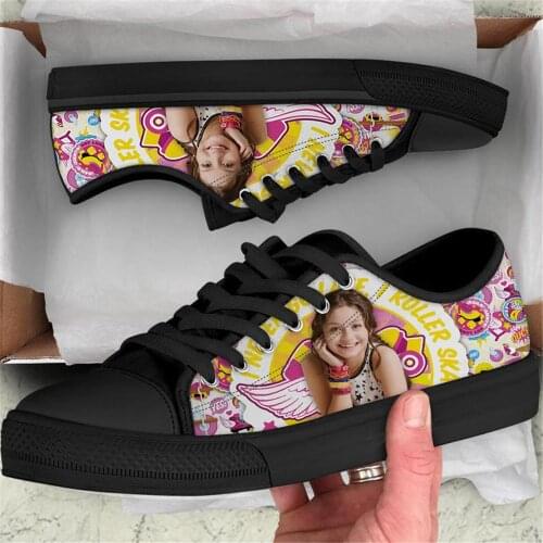 ELVISWORDS Soy Luna Fashion Design Women Low Style Canvas Vulcanized Shoes Woman Lace Up Female Casual Sneakers Autumn Ladies