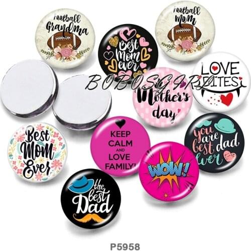 MOM DAD 12mm/18mm/20mm/25mm/30mm Round Glass Cabochon Flat Back Making Findings P6030