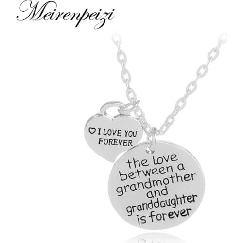 Love between a Grandmother and Granddaughter is Forever I Love You Forever Heart Charm Necklace Family Jewelry Christmas Gift