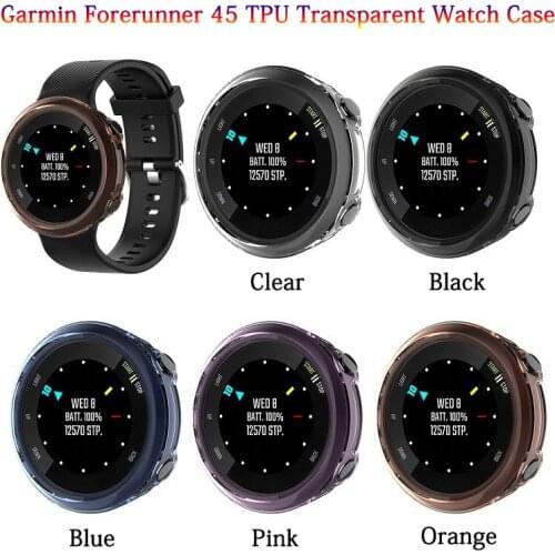 Full Coverage Soft Colorful TPU Case for Garmin forerunner 45 Watch 2019 Clear Ultra-thin Shell Frame for Garmin Smartwatch