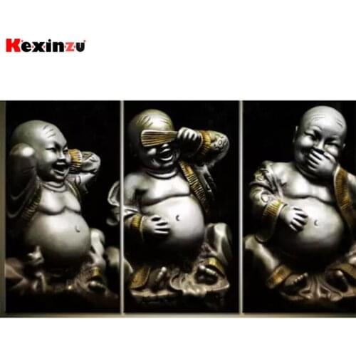3PCS 5D Diy Full Square Round Stone Resin Diamond Painting Cross Stitch Buddha statue Embroidery Diamant Mosaic Friend Gift