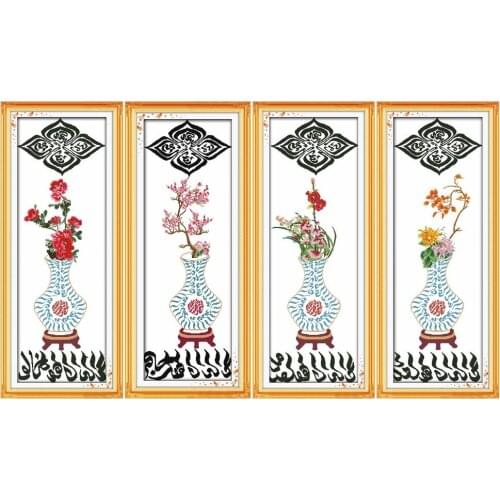 Blue and white porcelain cross stitch kit Islam Arab word Aida count 14ct 11ct printed embroidery DIY handmade needlework supply