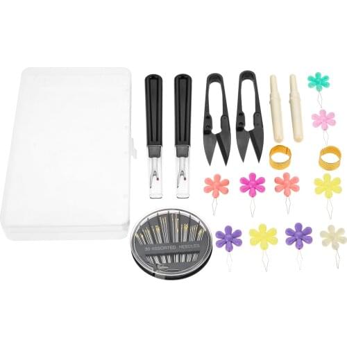 48pcs Sewing Tools Set Scissors Seam Rippers Thimble Finger Protect Hand Sewing Needles Threaders Craft Handmade Gift Hicello