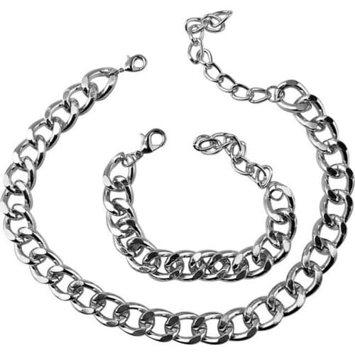 Lover Punk Multi Choker Necklace For Women Men Hip Hoptrendy Iron Thick Long Chain Circle Neck Accessories Jewelry Gift