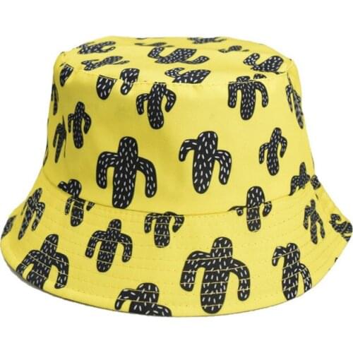 Cactus Bucket Hat Cap Casual Embroidery Cotton Reversible Panama Unisex Two Side Wear Fishermen Sun Hat Hiking Fishing Cap Bob