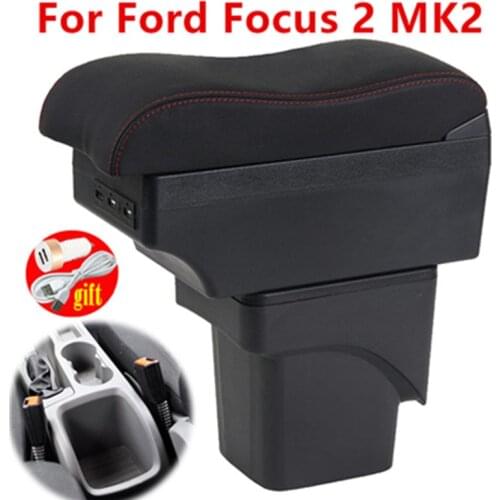For Ford Focus 2 MK2 armrest box 2005-2011 Arm Rest Center Console Storage Box Leather Support 2006 2007 2008 2009 2010