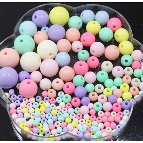 Craft DIY Mixed Pastel Color Acrylic Smooth Ball Round Beads Charm 4mm-20mm Kids