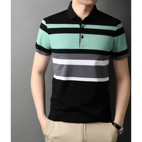 Top Grade New Summer Brand Designer Mens Polo Shirt Cotton Spandex Short Sleeve Casual Tops Striped Fashions Men Clothes 2021