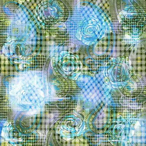 Style 5 cashew phoenix houndstooth100% polyester sewing fabric dress chiffon four-sided stretch satin swimsuit fabric per meter