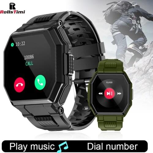 Rollstimi Smart Watch Bluetooth Call Mens Full Touch Sports Fitness Tracker Blood Pressure Heart Rate Smart wristband Music Play