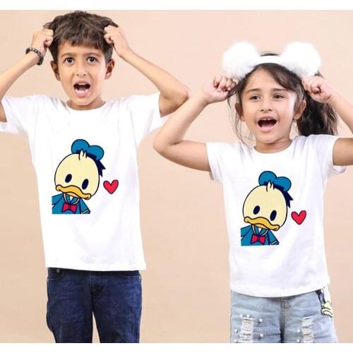Disney Donald Duck Funny Children T Shirt White Casual Homme Cool Hipster Punk Anime Streetwear Girl Boy Kids Tshirt 90cm-150cm