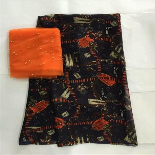 High Quality African Silk Chiffon Printed Fabric 5+2 Yards For Ladies To Wear Soft And Comfortable Printed Silk Fabric! LXF4905