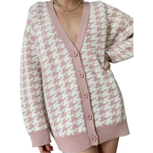 2020 New Fashion Sweaters Autumn Spring Womens Knitting Shirt Fall Top Party Casual Holiday V-Neck Weave Rhombus Warm Clothes