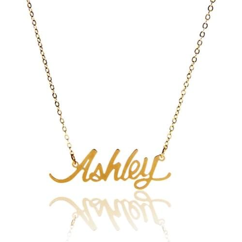 Ashley Name Necklace Women Pendant Charms Gold Color Stainless Steel Nameplate Statement Letter Jewelry Gift ,NL2403