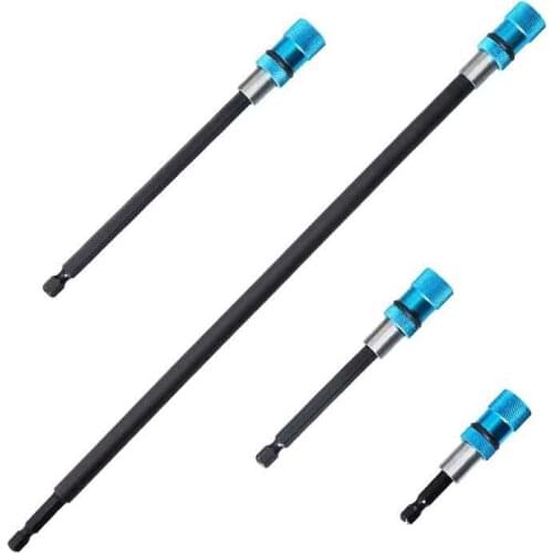 1 Set of 4 Magnetic Quick-Release Connecting Rods Electric Drill Air Batch Extension Rods 2-1/2inch, 4/6/12inch Size