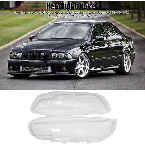 1 Pair Headlight Lens Headlamp Shell Fog Light Clear Lens Lamp Cover Glass Replacement for Bmw 5 Series E39 518 520 523 52