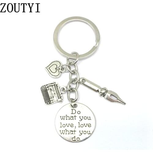 1 piece Dropshipping pen charm typewriter key chain secretary keychain gift to author office jewelry do what you love