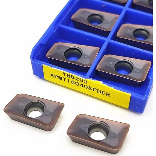 10pcs Carbide Milling Cutter APMT160408PDER YBG205 APMT1604 Insert APMT160408 APMT1604PDER For Steel Stainless