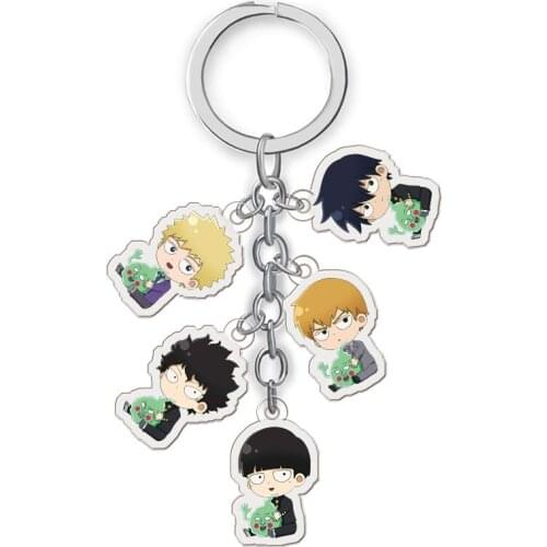10 Pcs/Lot Japanese style Anime Mob Psycho 100 Acrylic Keychain Keyring Mobu Saiko Hyaku Cartoon Pendant Toy Gift