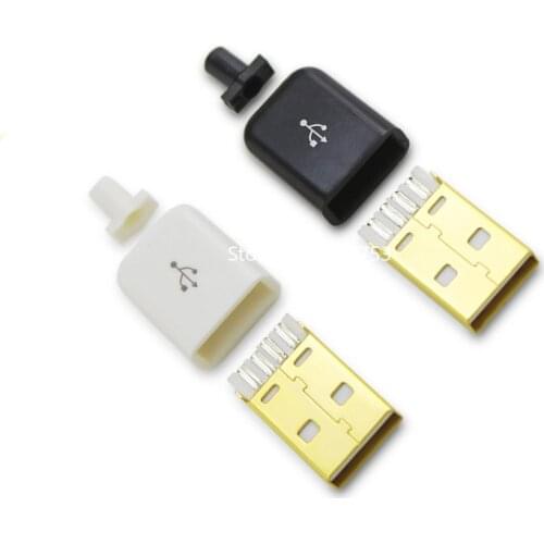 10pcs/lot USB 4pin Male Connector Plug White/black Welding Data Line Interface DIY Data Cable