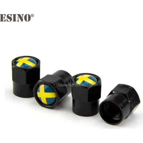 200 x Car Styling Stainless Zinc Alloy Sweden National Flag Car Tire Valve Caps Wheel Tires Tyre Stem Air Cap Airtight Covers