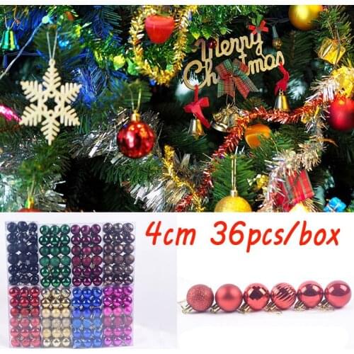 36pcs/box Christmas Tree Ornament for Xmas Home Decor Light Plastic Natal Decor Balls 4cm 2021 New Year Hanging Pendents Balls