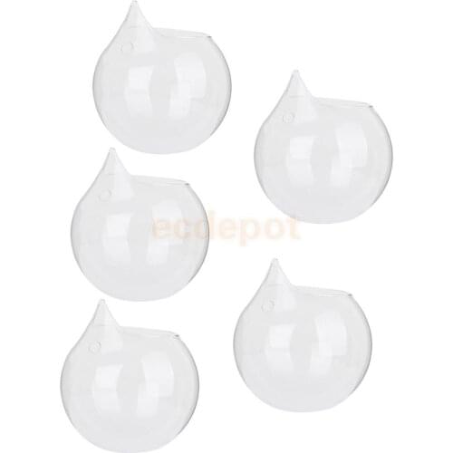 5Pieces 10cm Ball Shape Hanging Glass Vase Flower Plants Micro Landscape Bottle Garden Wedding Decor
