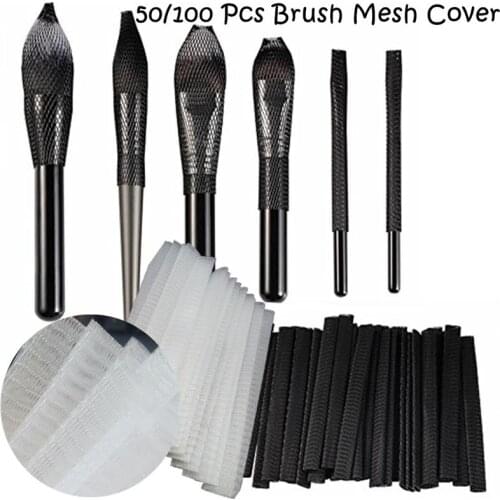 100pcs Make Up Cosmetic Brush Pen Cover 50pcs Makeup Brushes Net Protector Guard Elastic Mesh Beauty Tools