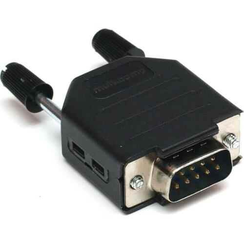 9 Pin Male D-Sub Plug Solder Connector RS232 Serial DB9 & Hood with Thumb Screws