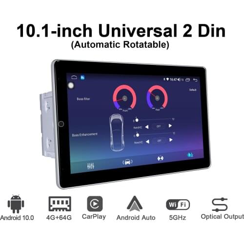 New Product 2 din Autoradio Android 10 Car Radio Stereo 10.1 Inch Head Unit Multimedia Carplay With Automatic Rotatable Screen