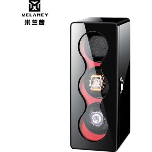 Automatic Wooden 3 Slots Watch Winder Box Storage Case With Piano Finish Quite Motor