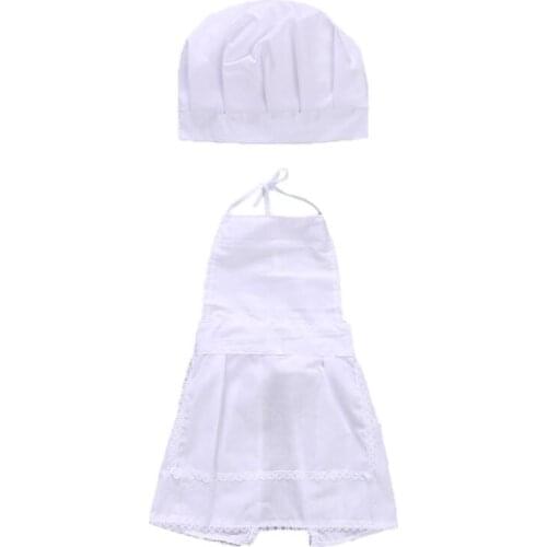 White Cute Baby Prop Photos Photography Hat Apron Cook Costume