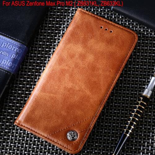 Case for ASUS Zenfone Max Pro M2 ZB631KL ZB633KL Luxury Leather Flip cover Case with Stand Card Slot funda coque Without magnets