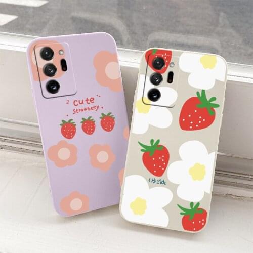Strawberry Flowers Lens Case For Samsung Galaxy A72 A52 A42 A32 A22 A21S A02S Soft Phone Cover For A12 A02 A71 A51 A41 A31 Case