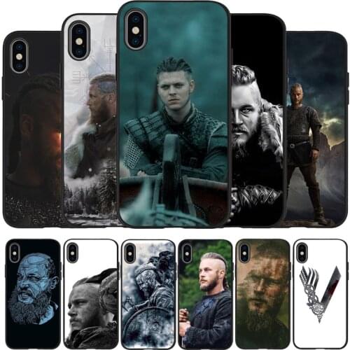 Vikings Ragnar Lothbrok black Silicone Phone Case For iPhone 12 XR XS Max 5 5S SE 2020 6 6S 7 8 PLUS X 11Pro Max 11 Cover