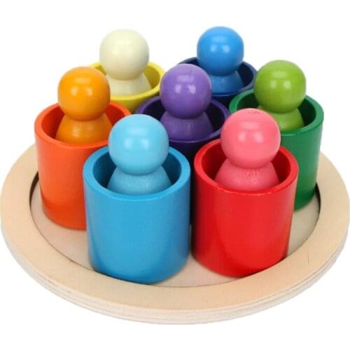 15Pcs/set Wooden Rainbow Blocks Wood Mini Doll Grimms Rainbow Buiding Blocks Jigsaw Puzzles for Kids Early Educational Toys Doll