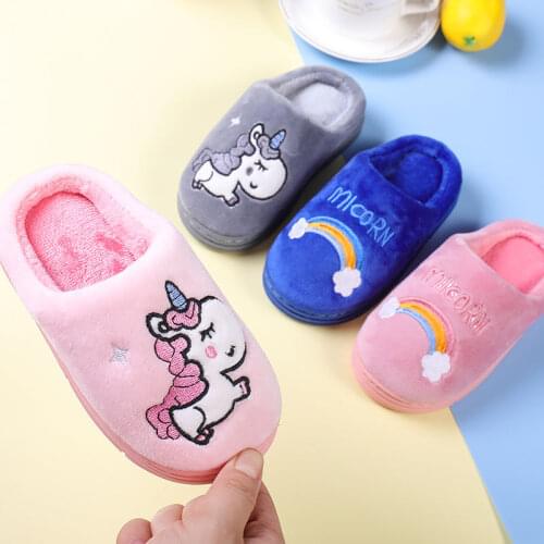 2020 Kids Winter Slippers Cartoon Rabbit Cotton Home Slippers Childrens Plush Indoor Warm Shoes Bowtie Girls Princess Slippers