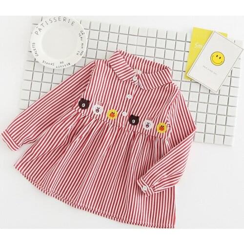 Dulce Amor Girls Dress Fall Long Sleeve Cute Striped Kids Dresses For Girls Cartoon Rabbits Patch Design Dress Drop Shipping