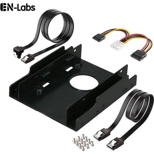 En-Labs 2 x SATA 3.0 Data Cable and Power Cable Kit w/ 3.5-Inch to x 2 SSD / 2.5-Inch Internal Hard Drive Bay Plastic Mounting