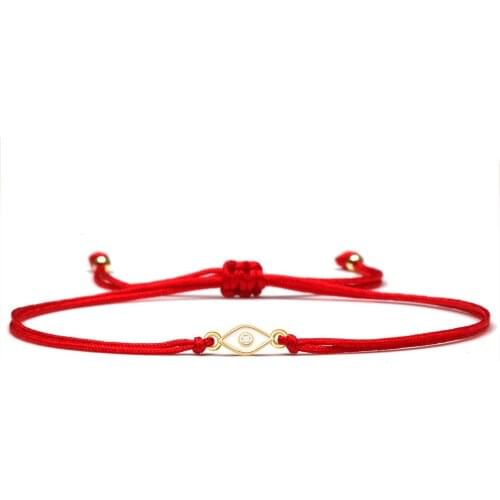 Exquisite Mini Copper Cubic Zirconia Crystal Luck Charm Bracelet Women Girl AAA CZ White Eye Red String Kabbalah Jewelry Present